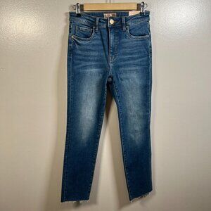 Kut from the Kloth Reese High Rise Ankle Straight Jeans Size 2 Fab Ab Frayed Hem